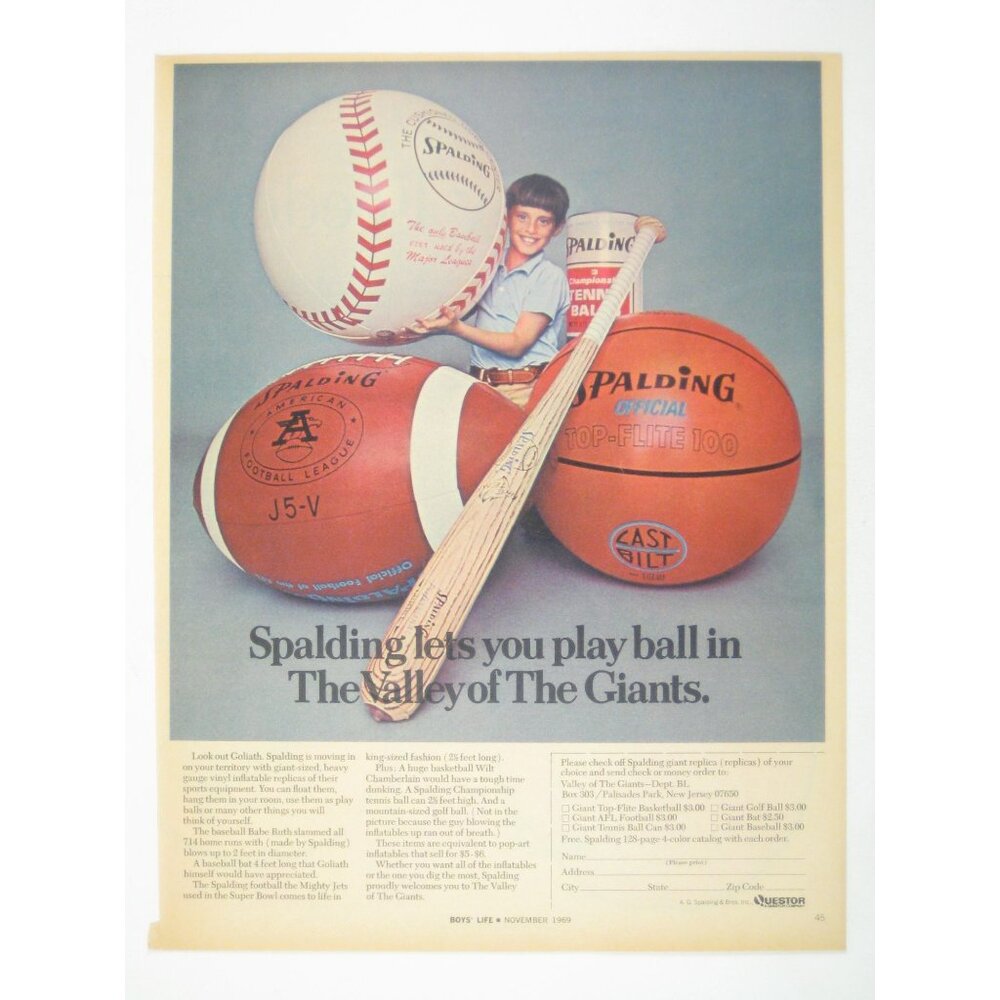 Spalding Sports Equipment Giants Valley Advertisement Oversize Baseball 1969